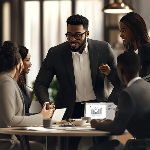 A Confident Leader with Diverse Team in Office