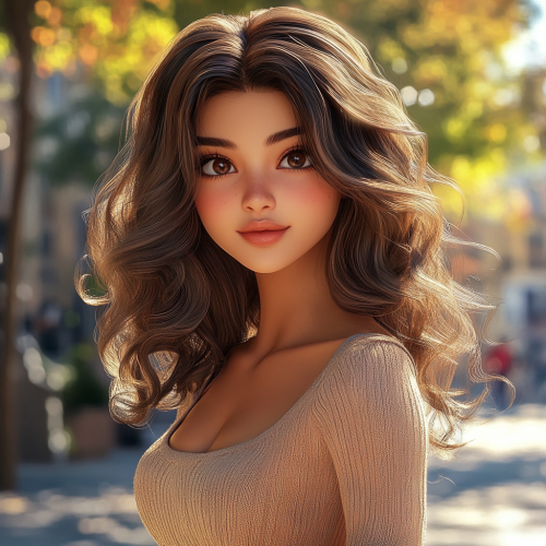 A Confident Persian Woman in Vibrant City Park