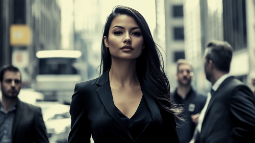 A Confident Woman in Urban Power Stance