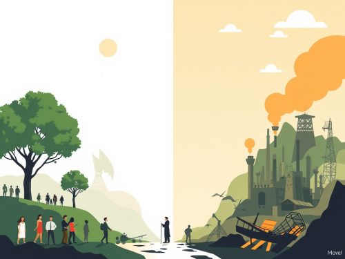 A Contrast of Utopian and Dystopian Worlds Poster