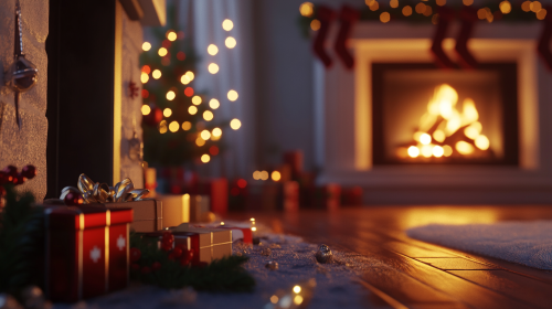 A Cozy Christmas Living Room Fireplace Scene A Cozy Christmas Living Room Fireplace Scene