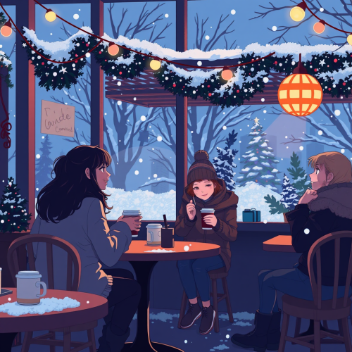 A Cozy Christmas in Dreamy Pixel Art Café