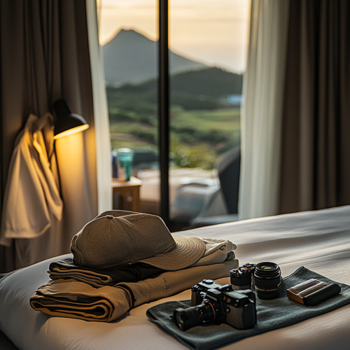 A Cozy Guest Room with Travel Essentials View