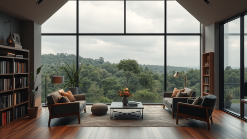 A Cozy Japapi Style Home Library Interior