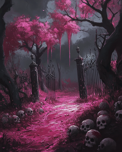 A Creepy Hot Pink Halloween Forest of Horror