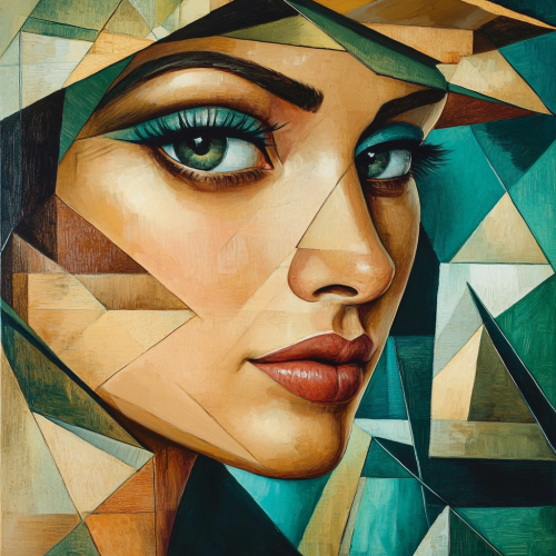 A Cubist Egyptian Lady by Tamara Lempicka Replica
