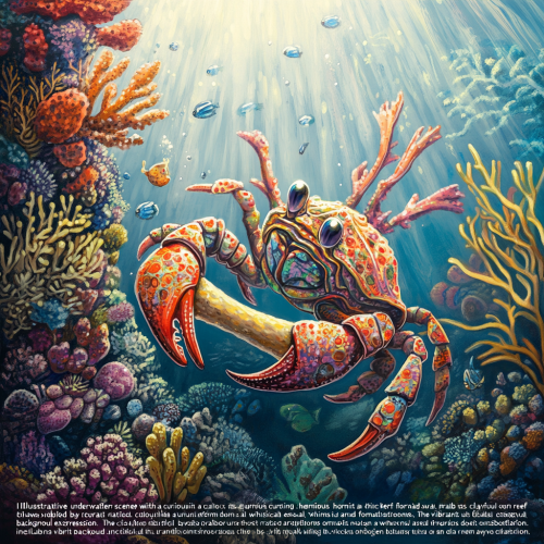 A Curious Crab with Chicken Drum in Coral Reef