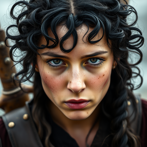 A Curly-Haired Female Pirate with One Braid