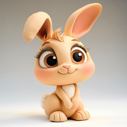 A Cute Claymation Baby Bunny with Playful Eyes
