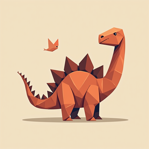 A Cute Dinosaur Designed in Origami Style