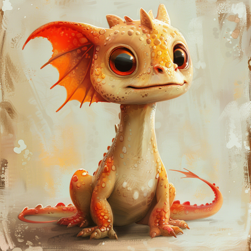 A Cute Dragon Standing in Fairybook Style