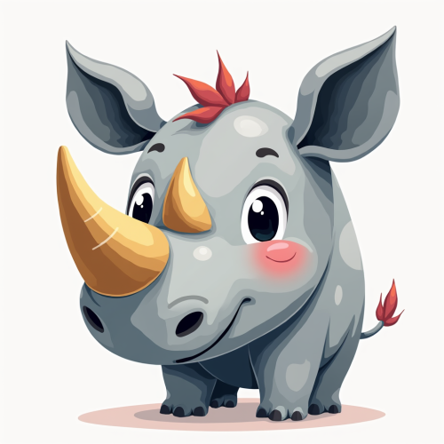 A Cute Pastel-Colored Rhino Face Design