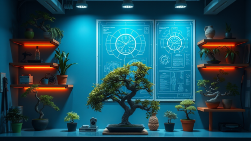 A Cute Sci-Fi Lab with Blue Prints A Cute Sci-Fi Lab with Blue Prints