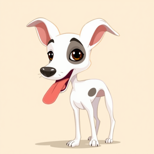 A Cute Small Italian Greyhound in French Animation
