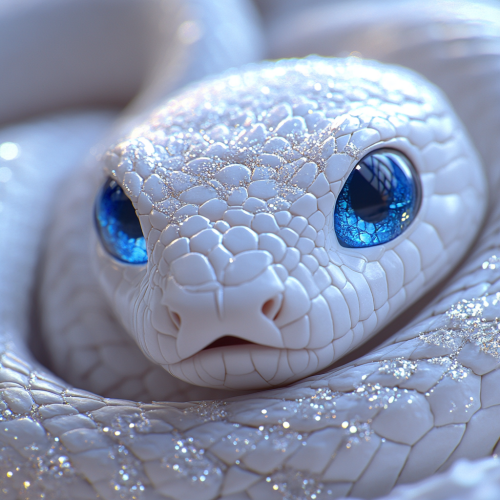 A Cute Snake with Blue Eyes in Fairyland Temple