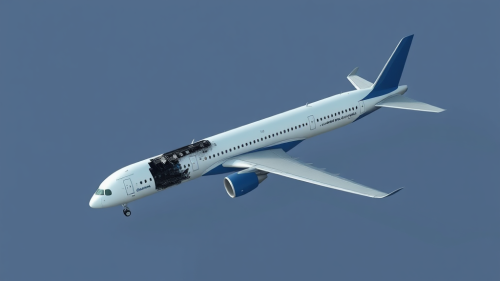 A Damaged Airbus A350 on Gradient Background