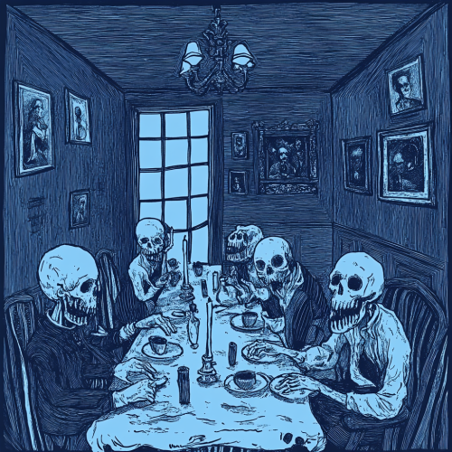 A Dark Blue Seance Doodle in Haunted House