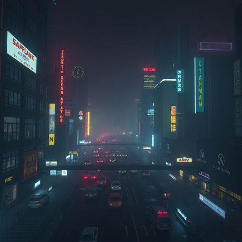 A Dark Cyberpunk City in Cinematic Octane Render.