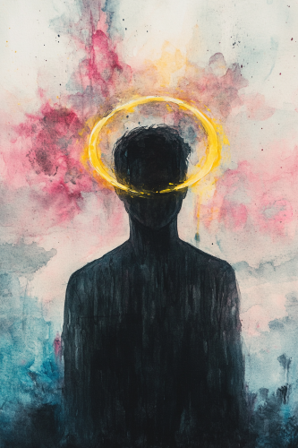 A Dark Ghostly Silhouette with Shining Halo