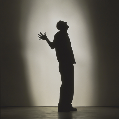 A Dark Shadow of a Man Yelling Frustratedly
