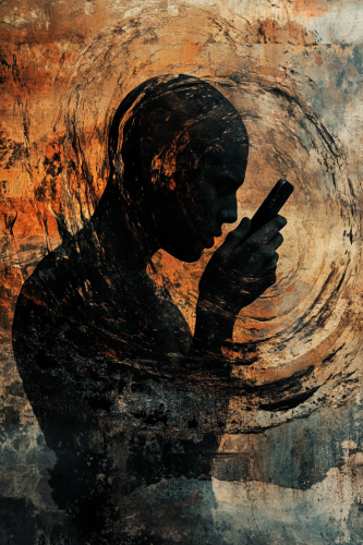 A Dark Silhouette Consumed by Phone
