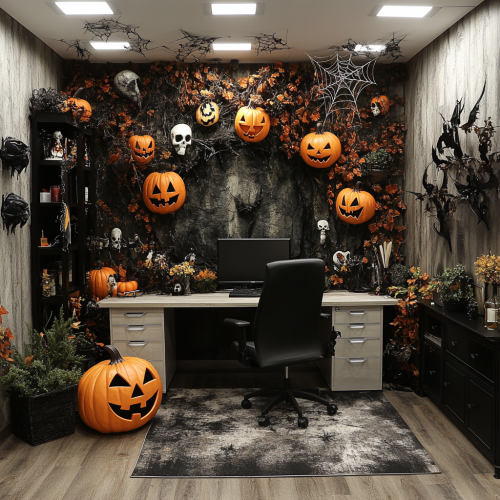 A Decorated Spooky Office for Halloween