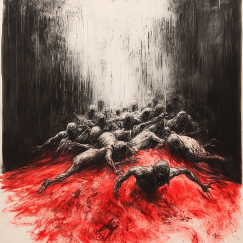 A Demonic Horror Drawing of Screaming People