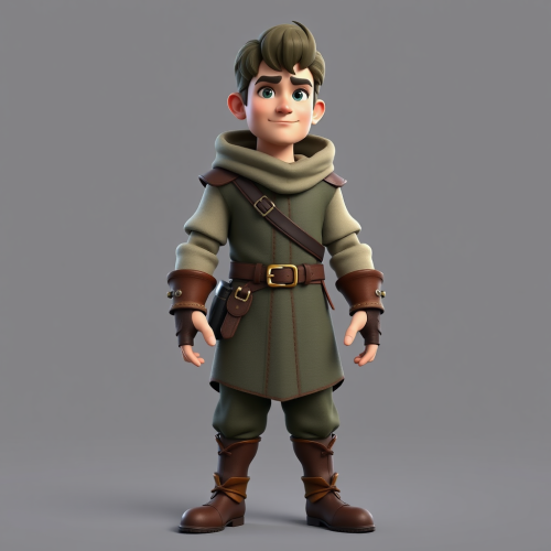 A Detailed 3D Cartoon-Style Medieval Scout Character