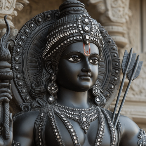 A Detailed Statue of Hindu God Shri Ram.