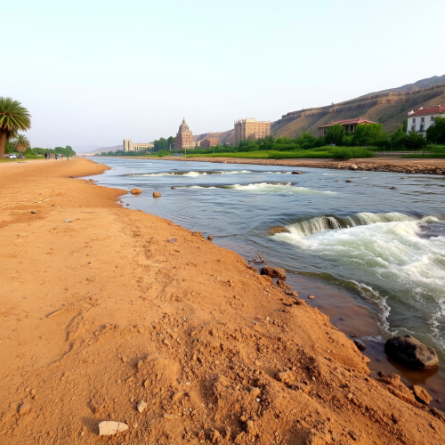 A Dirt River Bank with Flowing Water