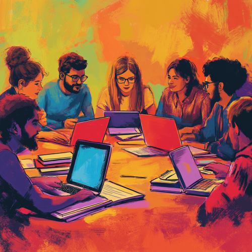 A Diverse Group of Students Study Together