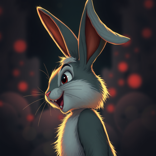 A Dramatic Side Profile of a Bunny Character.