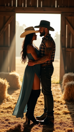 A Dreamy Barn Romance with a Chic Cowboy Duo