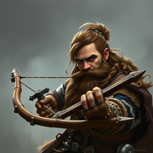 A Dwarf Fighter with Brown Hair and Crossbow