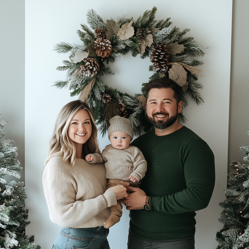 A Family Celebrating Christmas with Minimalist Decor