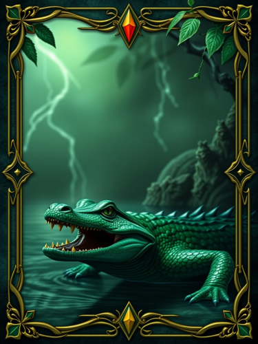 A Fantasy Card with Alligator Border Theme.