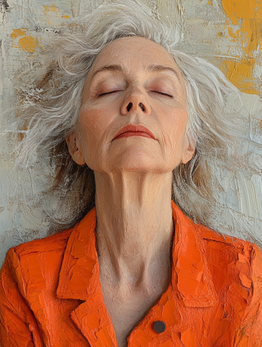 A Fashionable Older Woman Oil Painting Portrait