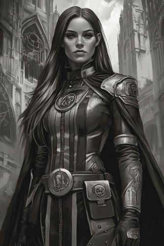 A Female Government Administrator in Grimdark Attire