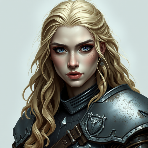 A Female Warrior in Medieval Plate Armor