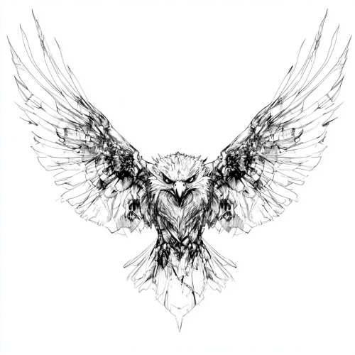 A Filipino eagle in sketch style on white background