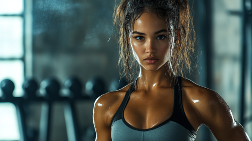 A Fit Girl Exercising in Gym With Confidence