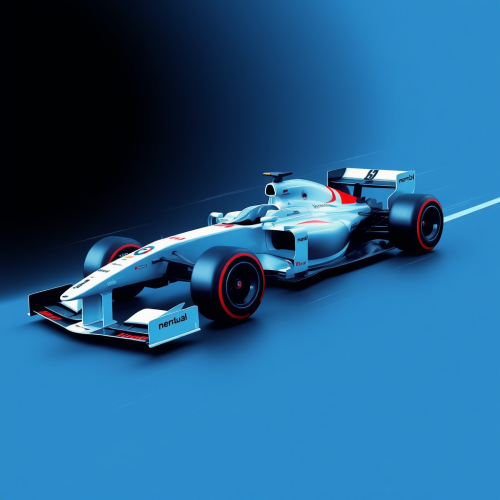 A Formula 1 Car Speeding Out of Darkness