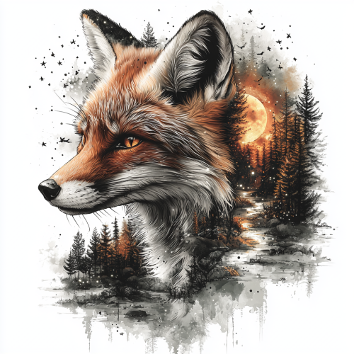 A Fox's Day and Night Vision Tattoo Art.
