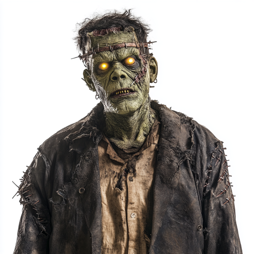 A Frankenstein Monster with green skin in light