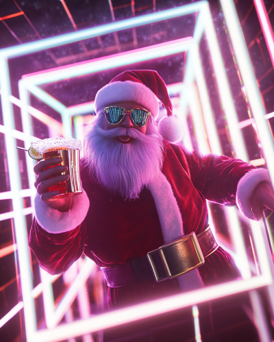 Santa Clause in Neon Lights