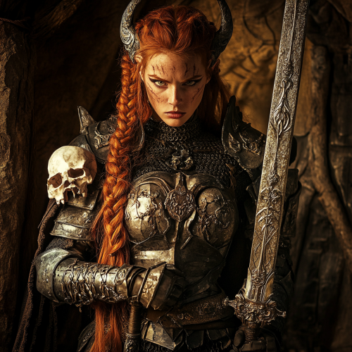 A Furious Elven Fey Valkyrie in Plate Armor