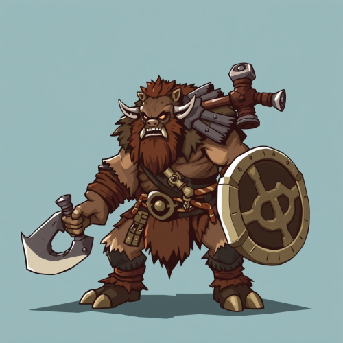 A Giant Bugbear Barbarian in Stylized Form