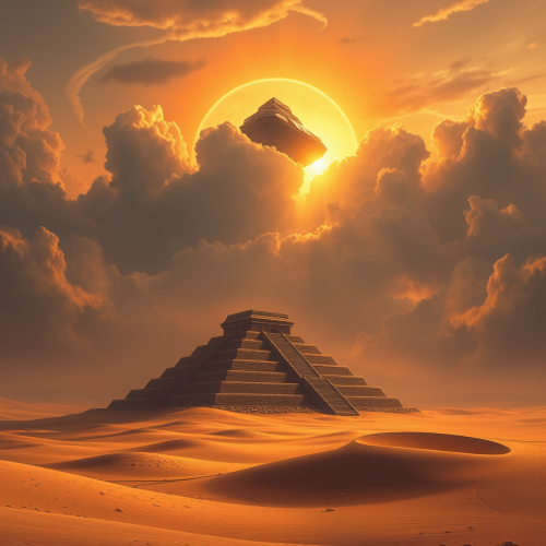 A Giant Spaceship Above Ancient Ziggurat