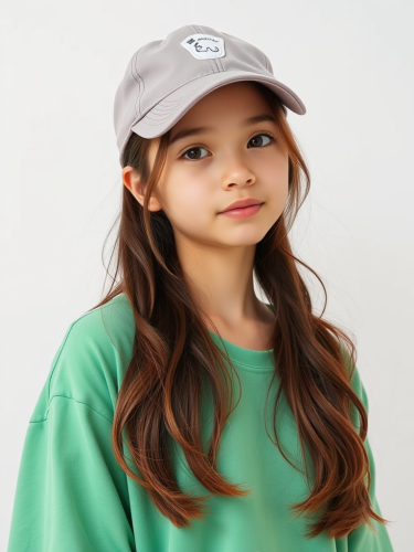 A Girl with Long Brown Hair and Cap