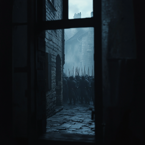 A Glimpse of Armoured Knights in Medieval Alley